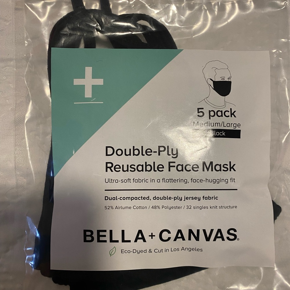4 new black cloth face masks reusable